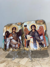 Load image into Gallery viewer, Archangel Michael &amp; Gabriel- religious wood epoxy resin handmade icon art