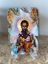 Load image into Gallery viewer, Saint Basil / Vasilios - religious wood epoxy resin handmade icon art - Only 1 off - Original