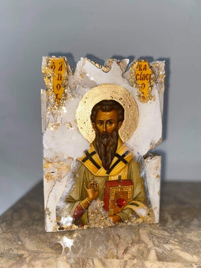 Saint Basil Vasilios religious handmade icon art
