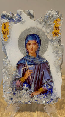 Saint Amalie Amalia Emilia religious icon  with gemstones size small