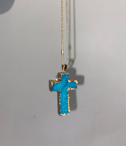 Gift Set - Mother Mary Icon & Blue Resin Cross