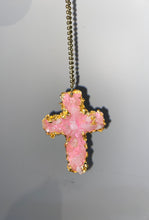 Load image into Gallery viewer, GIFT SET Mother Mary Freestanding block &amp; Rose quartz Gemstone Cross