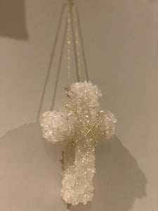 Clear Quartz crystal Gem Stone Cross - Original - One off- custom made to order