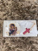 Load image into Gallery viewer, Gift Set - Mother Mary Icon &amp; Pink Resin Cross