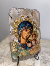 Load image into Gallery viewer, Mother Mary &amp; baby Jesus with citrine gemstone religious icon