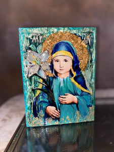 Mother Mary “Panagia” as a young little girl child   religious icon