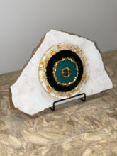 Load image into Gallery viewer, Marble evil eye mati resin gold flake large homeware display piece one off