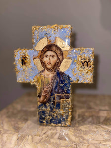 Free standing & wall mounting cross with saint image - in stock