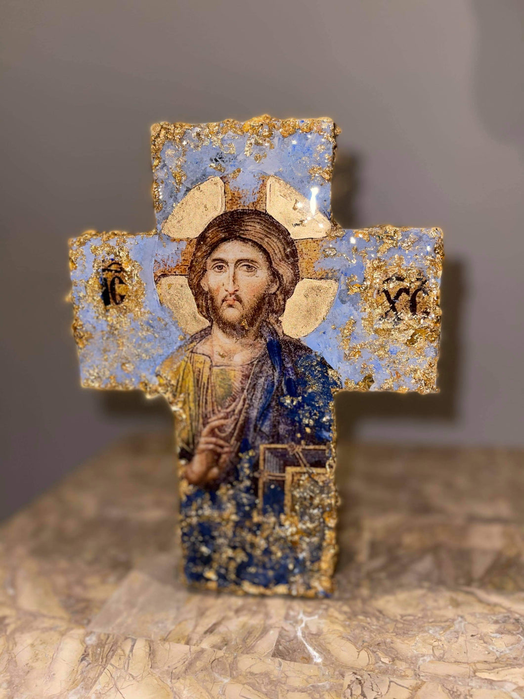 Free standing & wall mounting cross with saint image - made to order