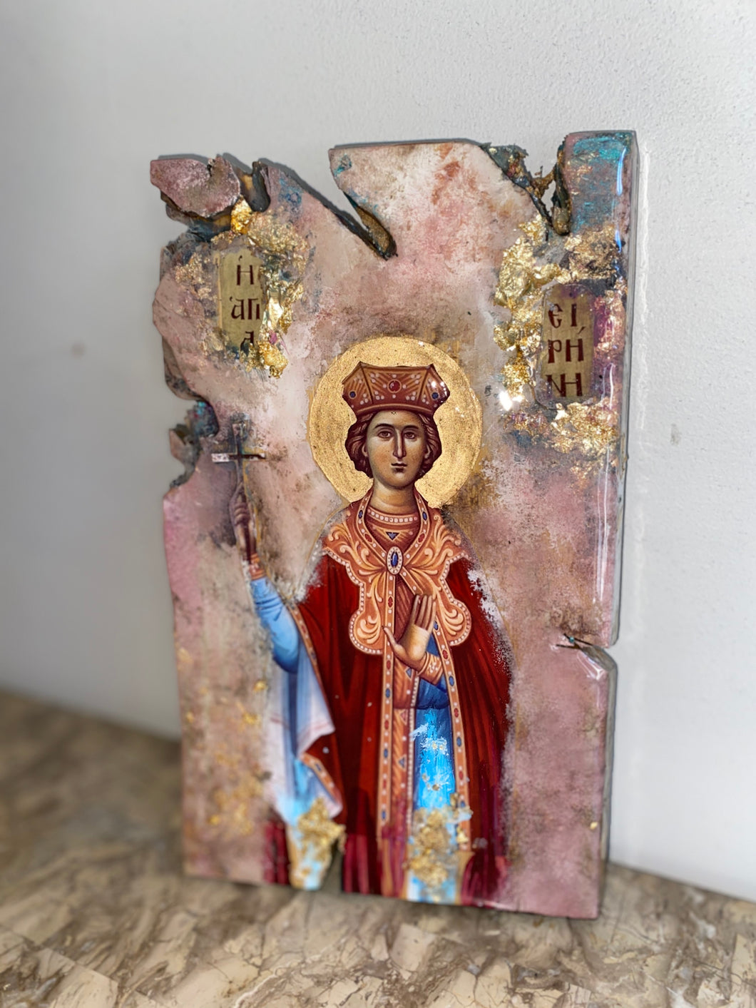 Saint Irene Religious handmade icon - Original r