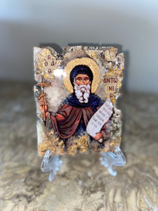 Saint Anthony Antonios religious wood epoxy