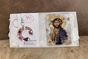 Gift Set - Jesus Christ Icon &  C Keyring