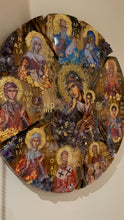 Load image into Gallery viewer, Family tree religious icon with Gemstones custom request - round or rectangular with centre piece icon