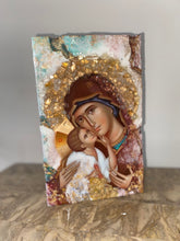 Load image into Gallery viewer, Mother Mary &amp; baby Jesus religious icon block