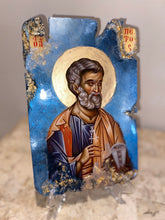 Load image into Gallery viewer, Saint Petros Peter   - religious wood epoxy resin handmade icon art - Only 1 off - Original