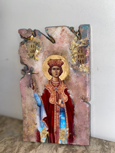 Saint Irene Religious handmade icon - Original r