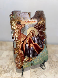 Saint Elias the prophet  ( Elijah)- religious wood epoxy resin handmade icon art - Only 1 off - Original