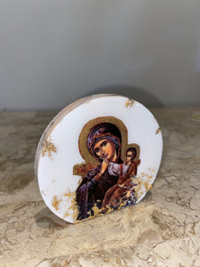 GIFT SET Mother Mary Icon & Citrine Gemstone Cross