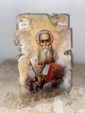 Saint Parthenios- religious wood epoxy resin handmade icon art - Only 1 off - Original