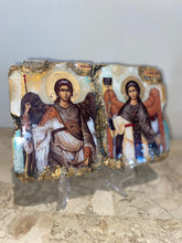 Load image into Gallery viewer, Archangel Michael &amp; Gabriel- religious wood epoxy resin handmade icon art