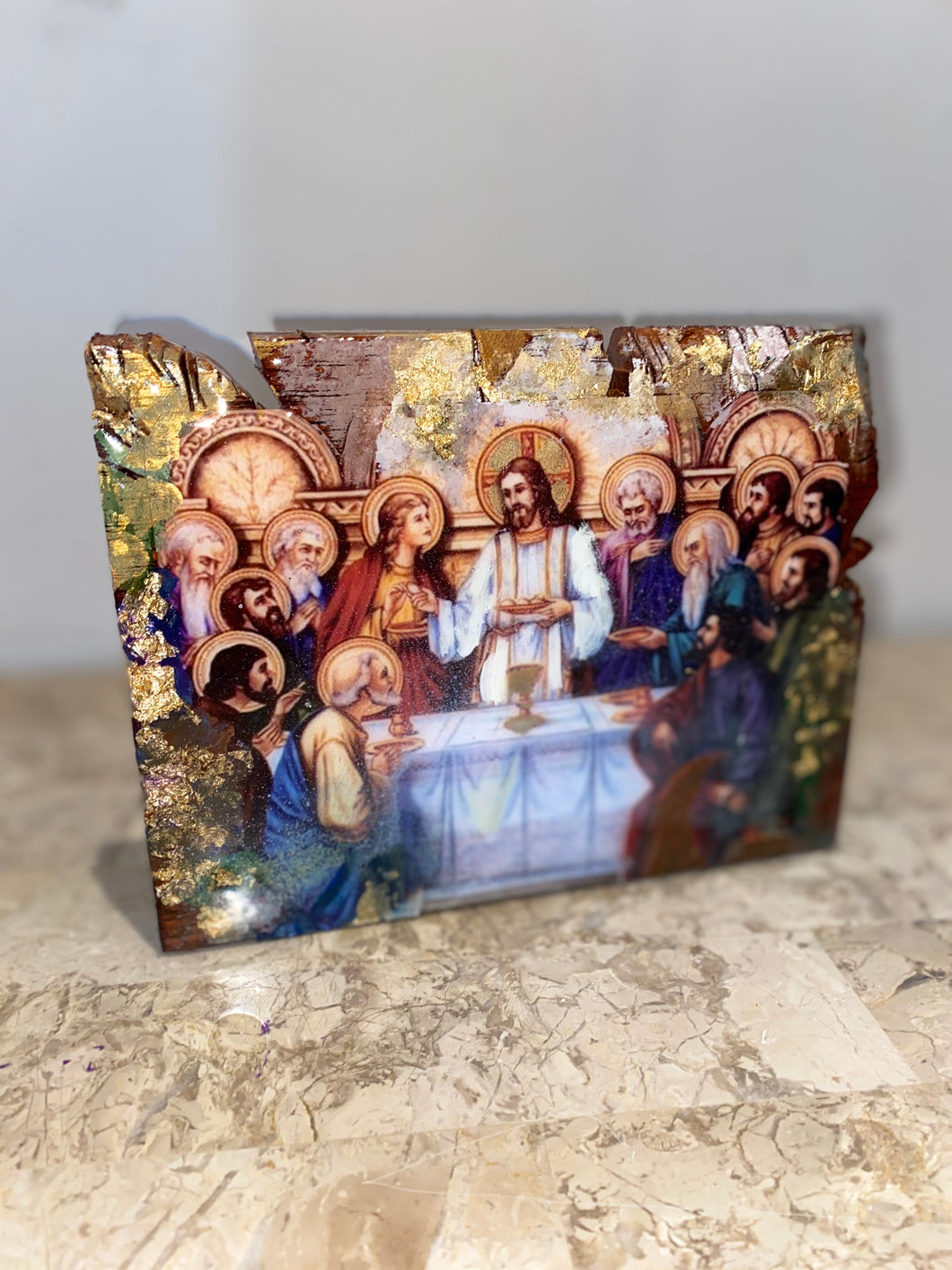 Free standing Natural Timber Last supper religious icon