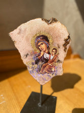 Load image into Gallery viewer, Pink Amethyst Stone / Mother Mary Icon -Ready to ship