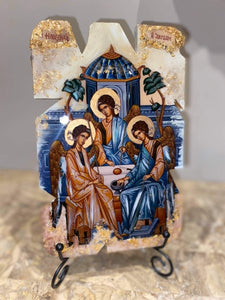 The holy trinity - the hospitality of Abraham religious icon - r