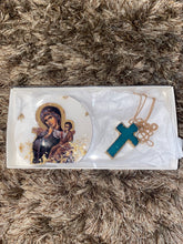 Load image into Gallery viewer, Gift Set - Mother Mary Icon &amp; Blue Resin Cross