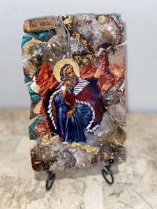 Saint Elias the prophet  ( Elijah)- religious wood epoxy resin handmade icon art - Only 1 off - Original