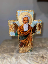 Load image into Gallery viewer, Free standing &amp; wall mounting cross with saint image - MADE TO ORDER