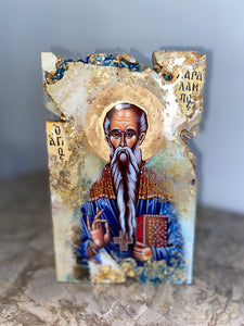 Saint Haralambos Religious handmade icon art - Only 1 off - Original