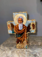 Load image into Gallery viewer, Free standing &amp; wall mounting cross with saint image - MADE TO ORDER
