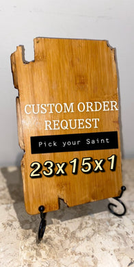 CUSTOM REQUEST ORDER - PICK ANY SAINT icon wooden  SIZE SMALL RECTANGULAR