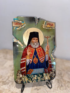 Saint Lucas religious icon - 1 off piece - wooden