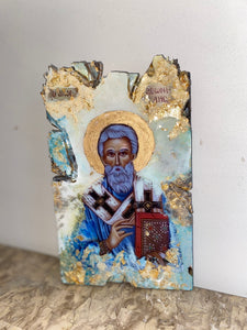 Saint Leonidas Religious handmade icon art - Only 1 off - Original