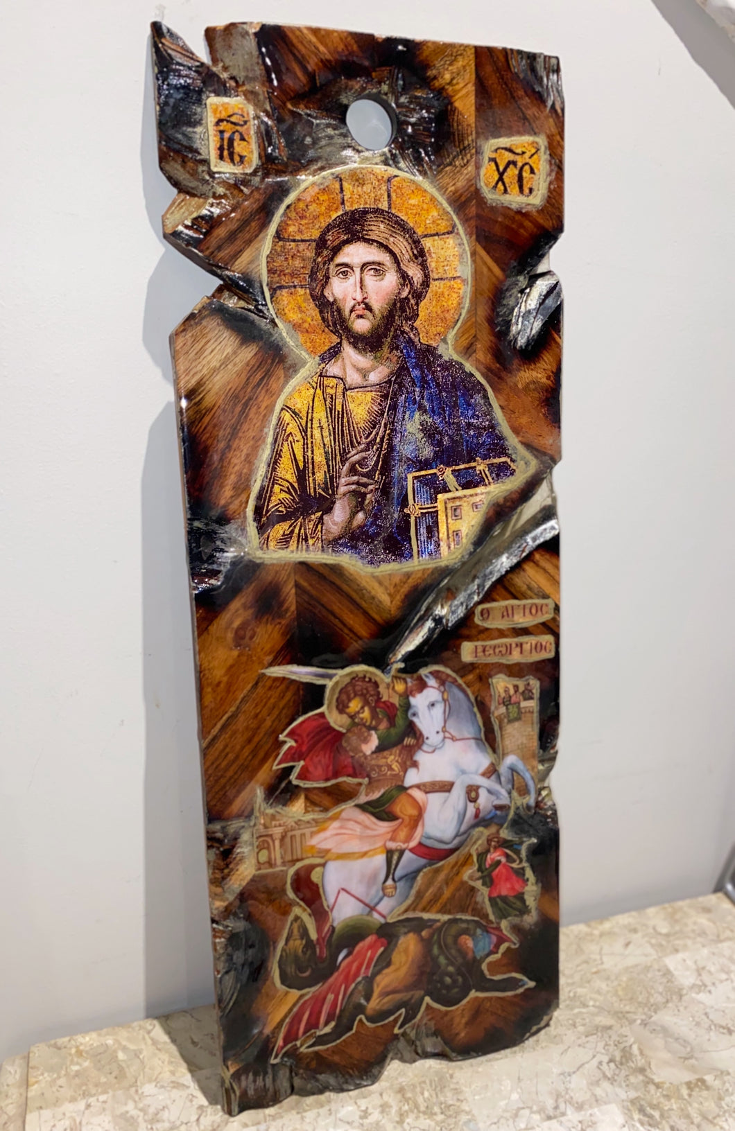 Jesus Christ & Saint George religious icon - Large