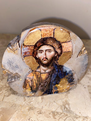 Jesus  mini religious icon epoxy resin handmade icon art wooden