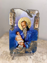 Load image into Gallery viewer, Saint stylianos  - religious wood epoxy resin handmade icon art - Only 1 off - Original