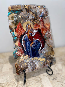 Saint Elias the prophet  ( Elijah)- religious wood epoxy resin handmade icon art - Only 1 off - Original