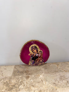 Natural agate stone Mother Mary religious icon