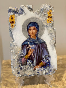 Saint Amalie Amalia Emilia religious icon  with gemstones size small