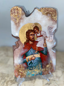 Saint Christopher Religious Icon - one of a kind -ORIGINAL