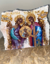 Load image into Gallery viewer, Archangel Saint Michael religious icon stone epoxy resin handmade icon art - Only 1 off - Original