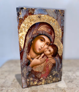 Mother Mary -  NATURAL TIMBER-  SIZE SMALL DELUXE RECTANGULAR-