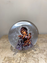 Load image into Gallery viewer, Selenite crystal with Mother Mary religious icon